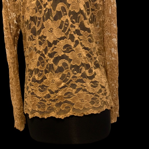 B&J Lace Blouse with Genuine Leather Trim - Picture 15 of 16